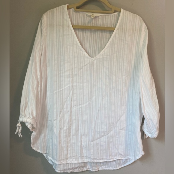 H&M Tops - H&M White V-Neck Blouse with Tie Sleeves